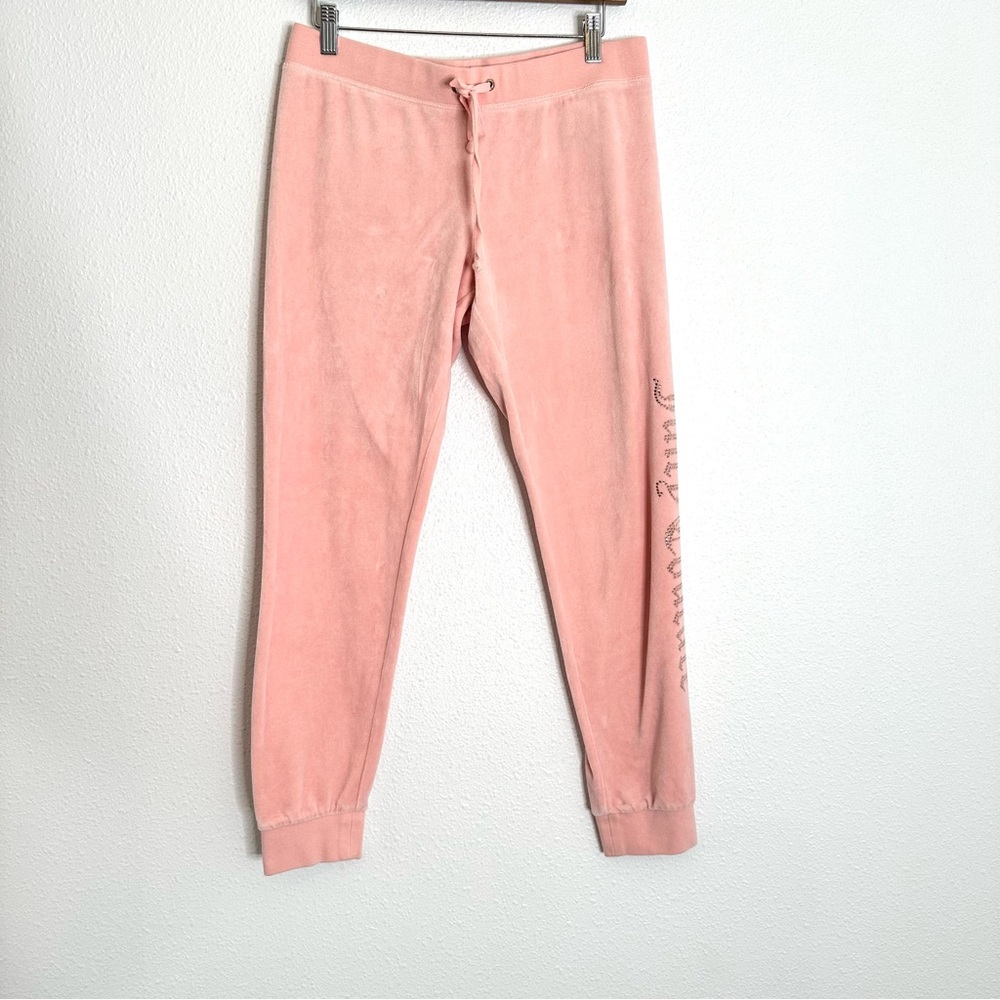 Juicy Couture Black Label Sweatpants Womens M Pink Velour Y2K Joggers